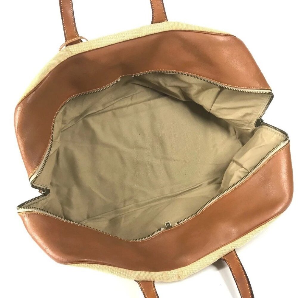 HERMES vintage Victoria 50 Travel Bag Duffle Bag Leather/Canvas Beige/Brown - Picture 14 of 15